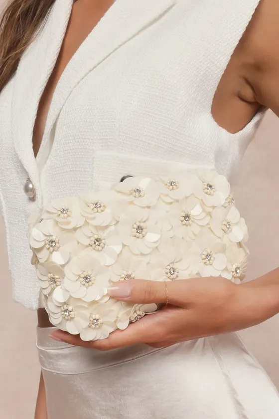 Blooming Addition Ivory Sequin Rhinestone Box Clutch sold by Lulus product image thumbnail 2