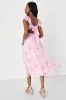 Loveliest Darling Light Pink Floral Ruffled Tie-Back Midi Dress sold by Lulus