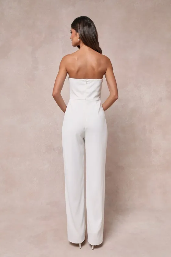 Striking Attitude White Strapless Surplice Jumpsuit sold by Lulus product image thumbnail 3