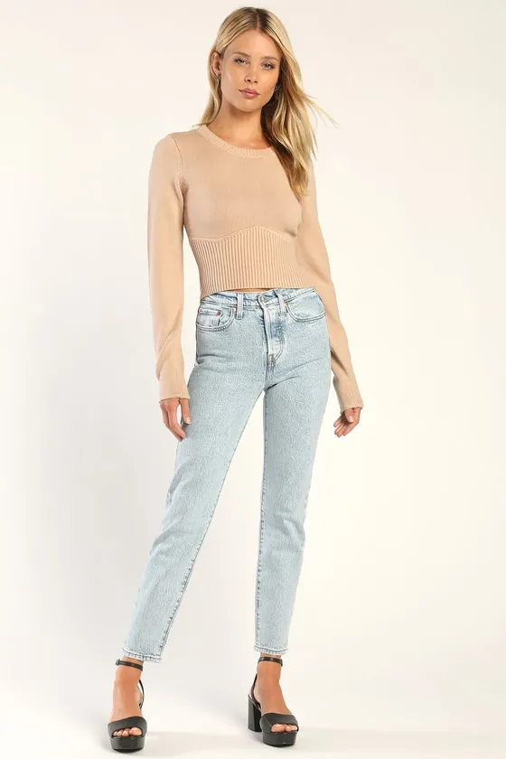 Everyone's a Winter Beige Long Sleeve Corset Seam Sweater Top sold by Lulus product image thumbnail 2