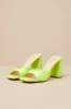 Preslie Lime Satin High Heel Slide Sandals sold by Lulus