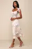 Fairytale Days Beige Mesh Floral Embroidered Bustier Midi Dress sold by Lulus