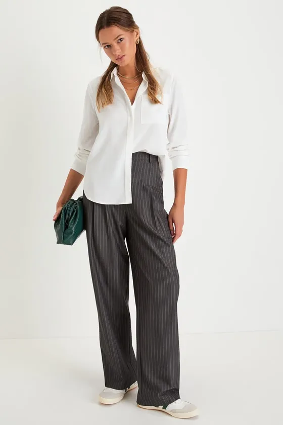 Elevated Aesthetic Ivory Collared Long Sleeve Button-Up Top sold by Lulus product image thumbnail 2