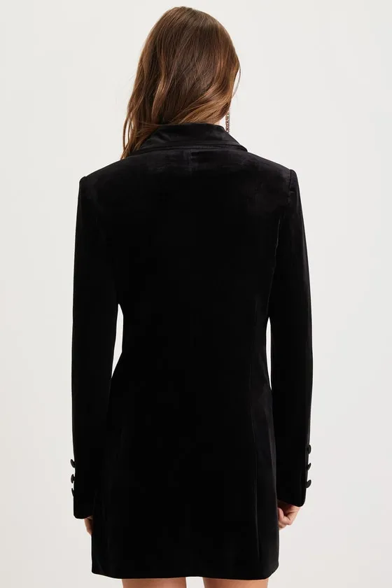 Sophisticated Expression Black Velvet Blazer Dress sold by Lulus product image thumbnail 3