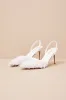 Marybella White Textured Slingback Pumps sold by Lulus
