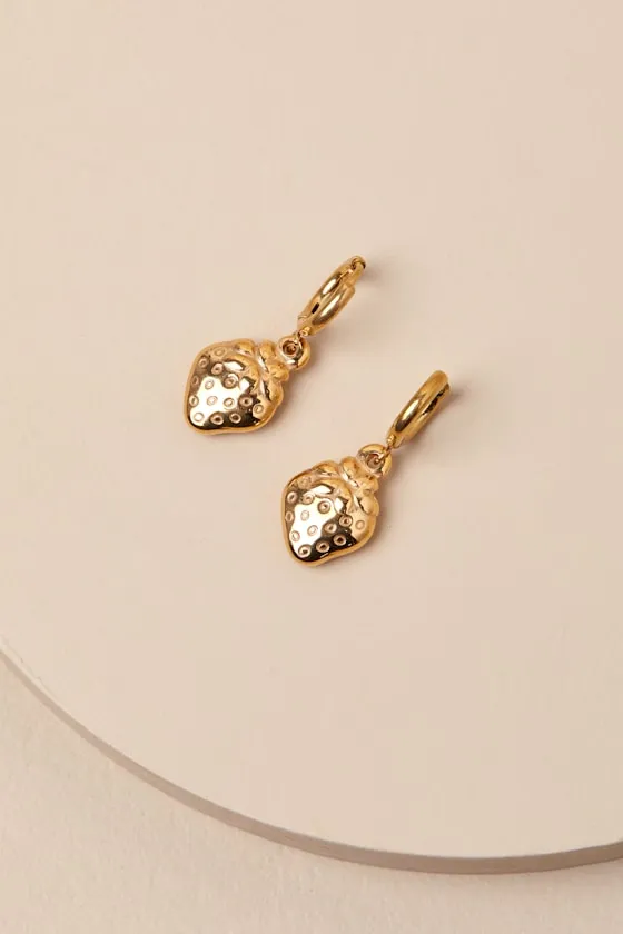 Strawberry Gold Charm Huggie Hoop Earrings sold by Lulus product image thumbnail 2
