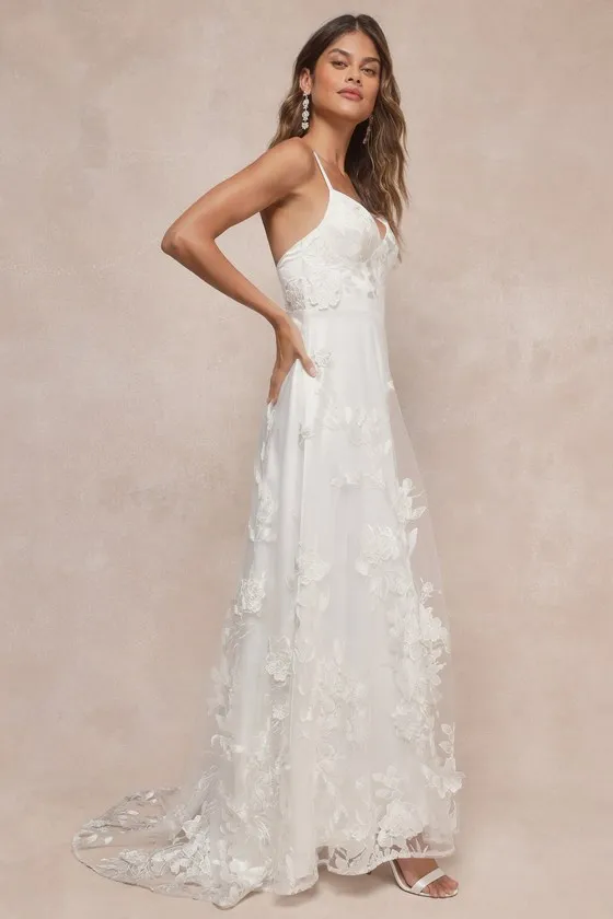 Profound Elegance Ivory 3D Floral Embroidered Maxi Dress sold by Lulus product image thumbnail 4