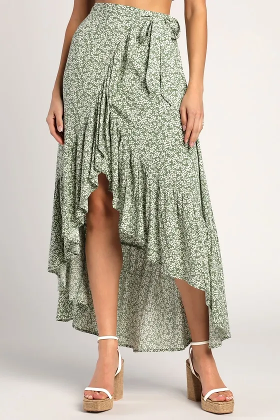 Summer Romance Sage Green Floral Print Two-Piece Midi Dress sold by Lulus product image thumbnail 4