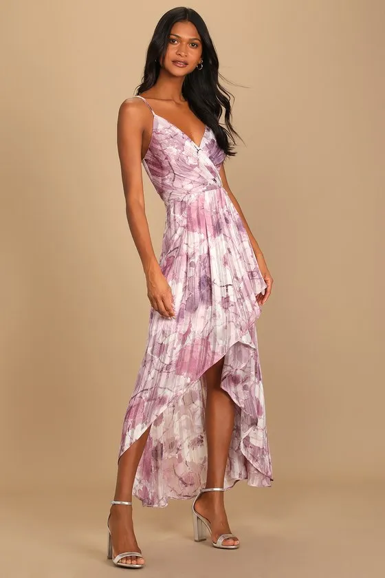 An Enchanting Dream Purple Multi Print High-Low Maxi Dress sold by Lulus product image thumbnail 3