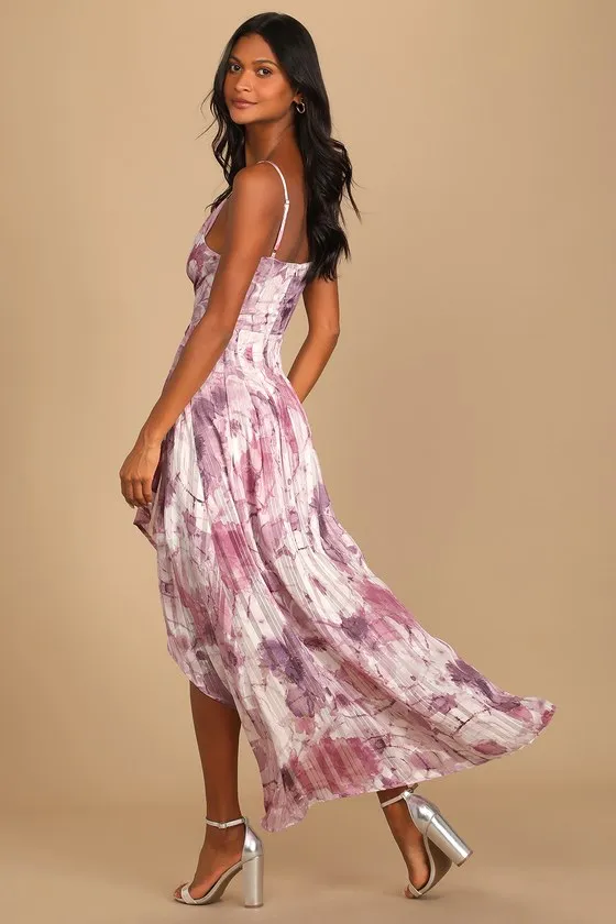 An Enchanting Dream Purple Multi Print High-Low Maxi Dress sold by Lulus product image thumbnail 4