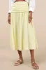 Kesia Light Yellow Textured A-Line Midi Skirt sold by Lulus