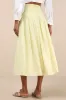 Kesia Light Yellow Textured A-Line Midi Skirt sold by Lulus