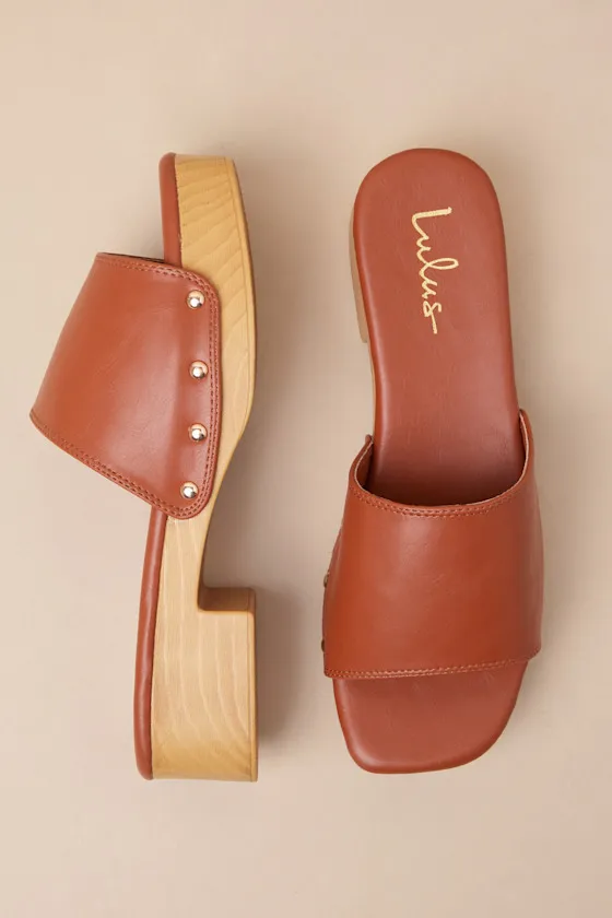Paley Cognac Platform Slide Sandals sold by Lulus product image thumbnail 2