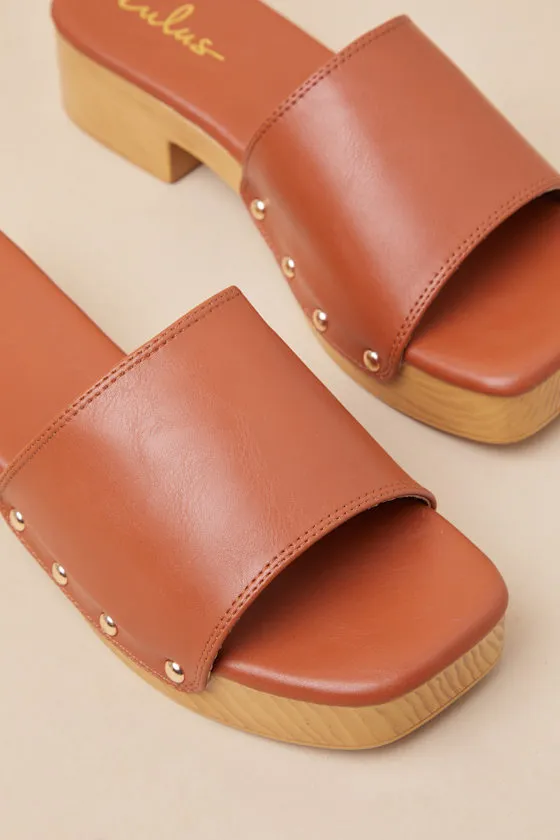 Paley Cognac Platform Slide Sandals sold by Lulus product image thumbnail 3