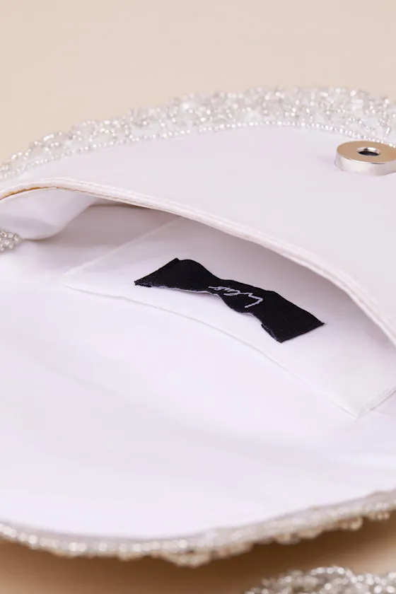 Glittery Babe Ivory and Silver Beaded Pearl Crossbody Bag sold by Lulus product image thumbnail 4