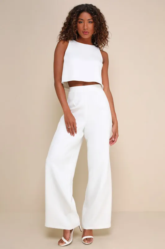 Timeless Disposition White Wide-Leg Two-Piece Jumpsuit sold by Lulus