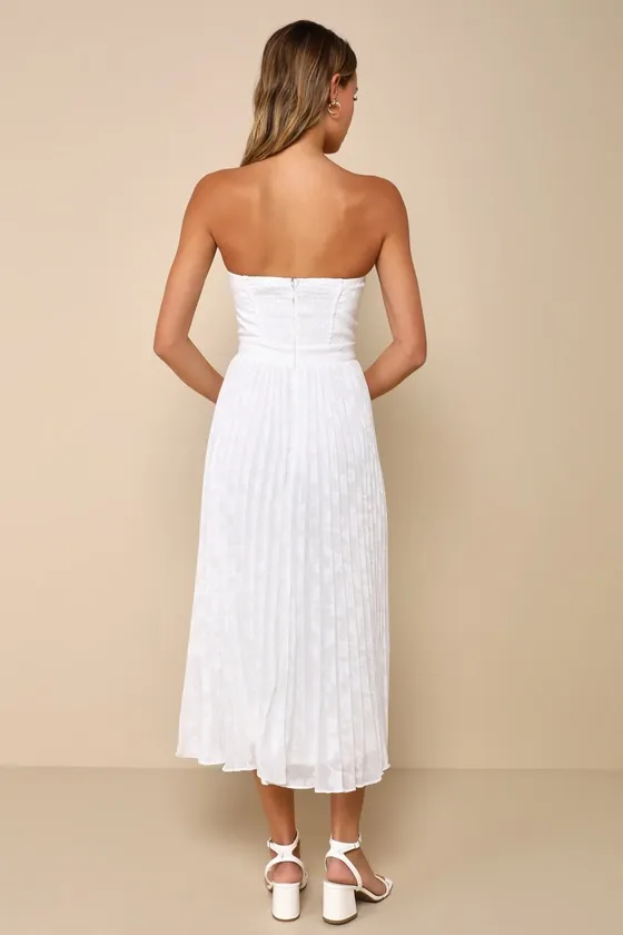 Perfectly Stunning Ivory Jacquard Strapless Midi Dress sold by Lulus product image thumbnail 2