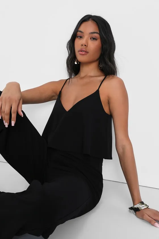 Make It a Date Black Sleeveless Wide-Leg Jumpsuit sold by Lulus product image thumbnail 2