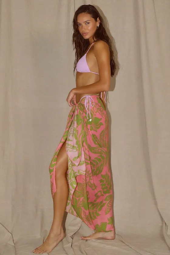 Mezzie Pink and Green Cover-Up Sarong Scarf sold by Lulus