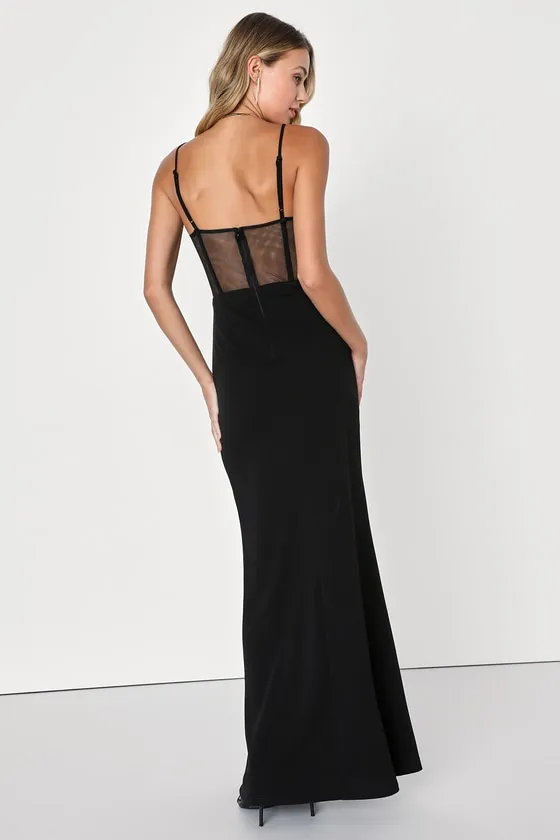 Remarkable Allure Black Corset Sleeveless Mermaid Maxi Dress sold by Lulus product image thumbnail 4