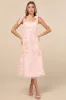 Effortlessly Sweet Blush Tulle 3D Floral Tie-Strap Midi Dress sold by Lulus