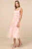 Effortlessly Sweet Blush Tulle 3D Floral Tie-Strap Midi Dress sold by Lulus