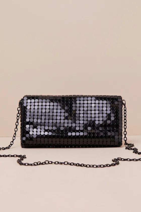 Brigit Black Metal Mesh Clutch sold by Lulus