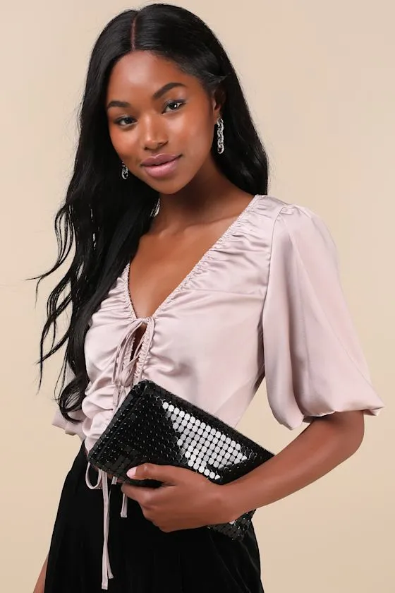 Brigit Black Metal Mesh Clutch sold by Lulus product image thumbnail 2