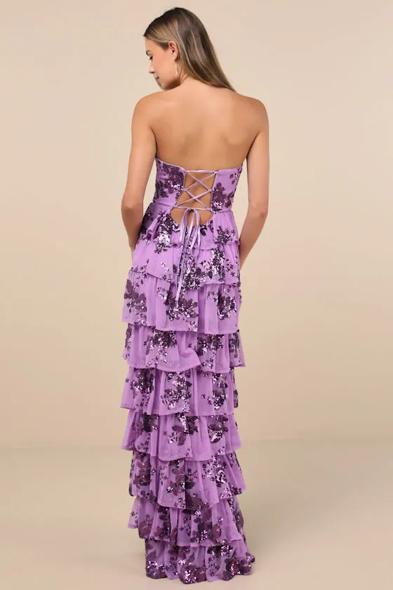 Definite Glamour Lavender Sequin Bustier Maxi Dress sold by Lulus product image thumbnail 2