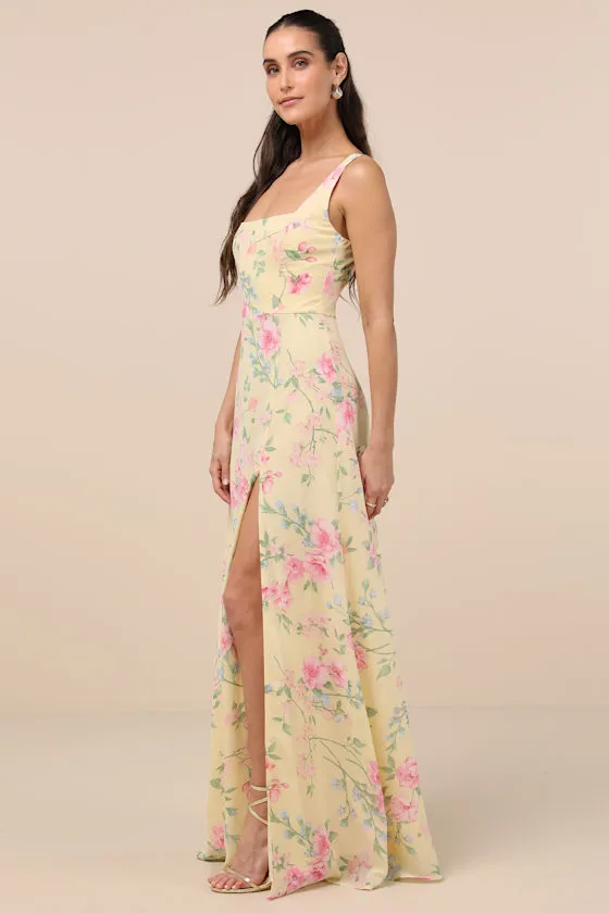 Remarkable Arrival Yellow Multi Floral Sleeveless Maxi Dress sold by Lulus product image thumbnail 3