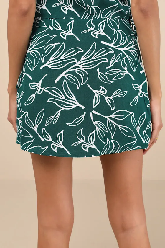 Belize Mentality Green Leaf Print Faux-Wrap Skort sold by Lulus product image thumbnail 3