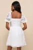 Sweetest Effect White Floral Burnout Puff Sleeve Mini Dress sold by Lulus