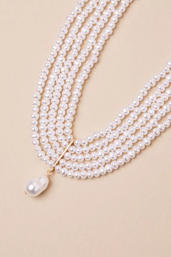 Oceannia White Pearl Choker Necklace sold by Lulus product image thumbnail 4