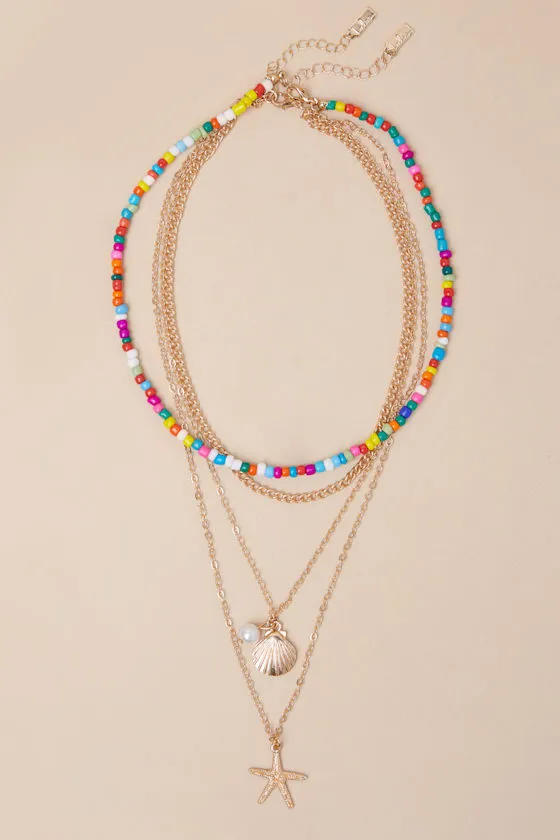Kova Gold Rainbow Layered Beaded Charm Necklace sold by Lulus product image thumbnail 3