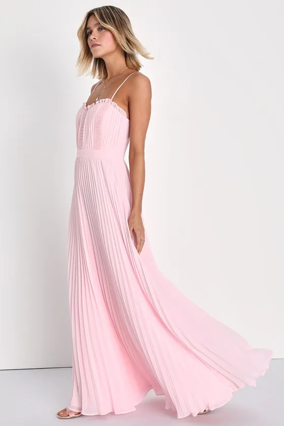 Precious Charm Light Pink Pleated Sleeveless Maxi Dress sold by Lulus product image thumbnail 2