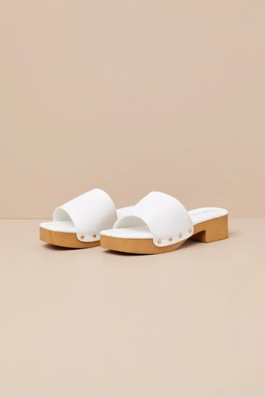 Paley Bone Platform Slide Sandals sold by Lulus