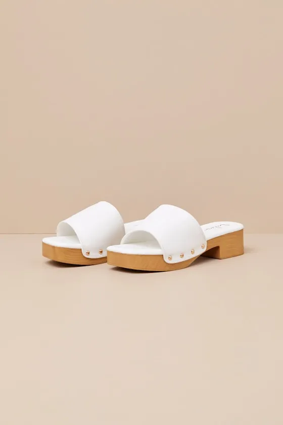 Paley Bone Platform Slide Sandals sold by Lulus