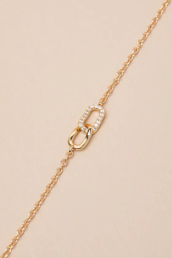 Modern Glow Gold Rhinestone Chain Link Bracelet sold by Lulus product image thumbnail 2
