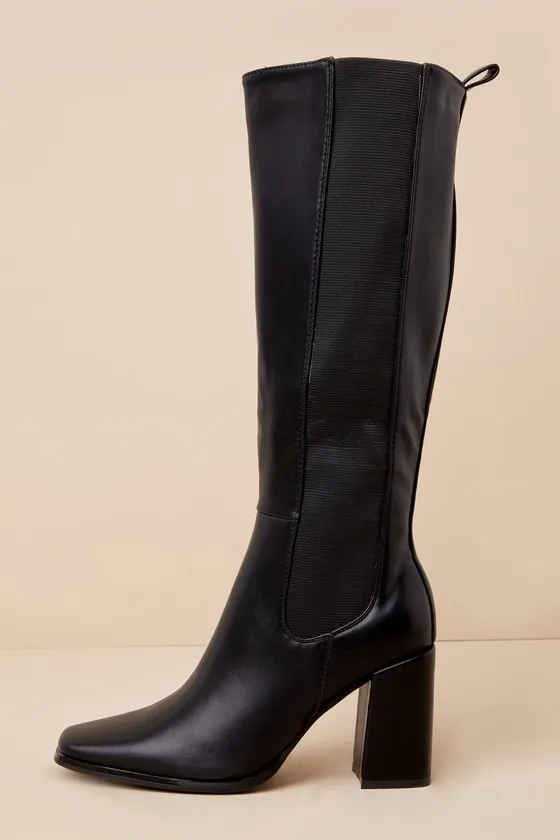 Thia Black Square Toe Knee-High Boots sold by Lulus product image thumbnail 3