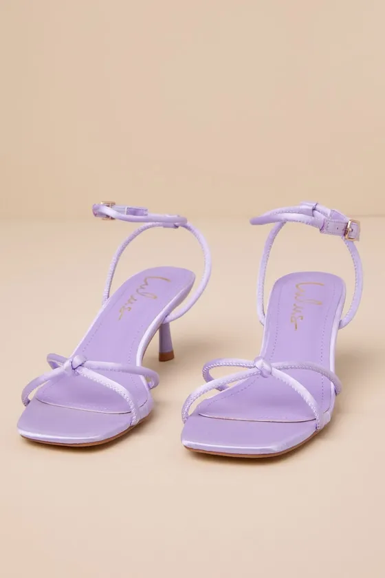 Hewett Lilac Satin Ankle Strap Low Heel Sandals sold by Lulus