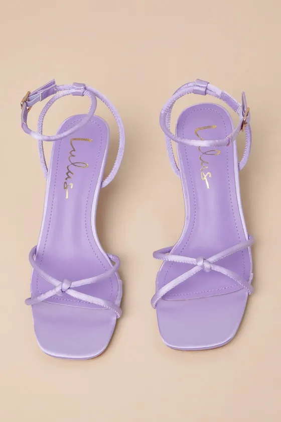 Hewett Lilac Satin Ankle Strap Low Heel Sandals sold by Lulus product image thumbnail 4