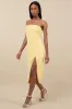 Twist and Make Up Light Yellow One-Shoulder Bodycon Midi Dress sold by Lulus