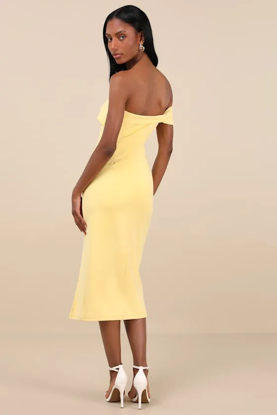Twist and Make Up Light Yellow One-Shoulder Bodycon Midi Dress sold by Lulus product image thumbnail 3