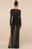 Daring Sparkle Black Sheer Mesh Rhinestone Maxi Dress sold by Lulus