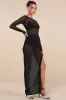 Daring Sparkle Black Sheer Mesh Rhinestone Maxi Dress sold by Lulus