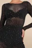 Daring Sparkle Black Sheer Mesh Rhinestone Maxi Dress sold by Lulus