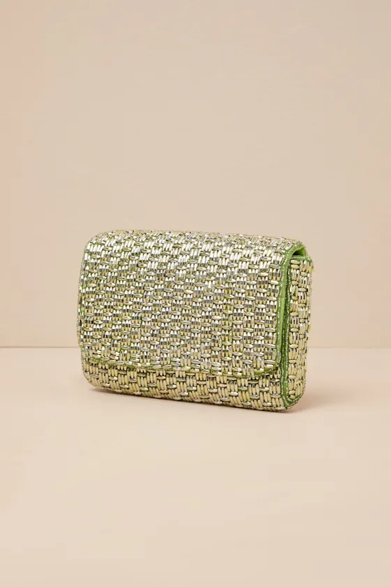 Stunning Glow Gold and Green Beaded Rectangular Mini Clutch sold by Lulus product image thumbnail 2