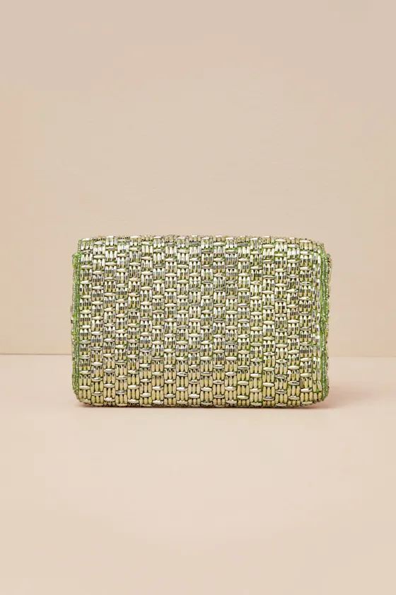 Stunning Glow Gold and Green Beaded Rectangular Mini Clutch sold by Lulus product image thumbnail 3