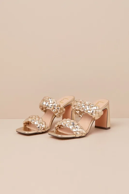 Louella Soft Gold High Heel Sandals sold by Lulus