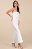 Opulent Outlook White Bow Strapless Wide-Leg Jumpsuit sold by Lulus